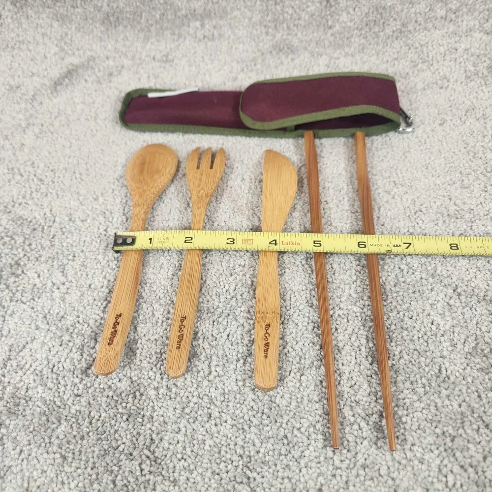 To-Go Ware Bamboo Utensil Set Maroon Reusable Travel Camping Cutlery Unisex OS